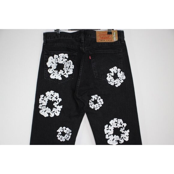 Levi's x Denim Tears Mens 34 x 34 Cotton Wreath 501 Jeans F1300 - Picture 5 of 13